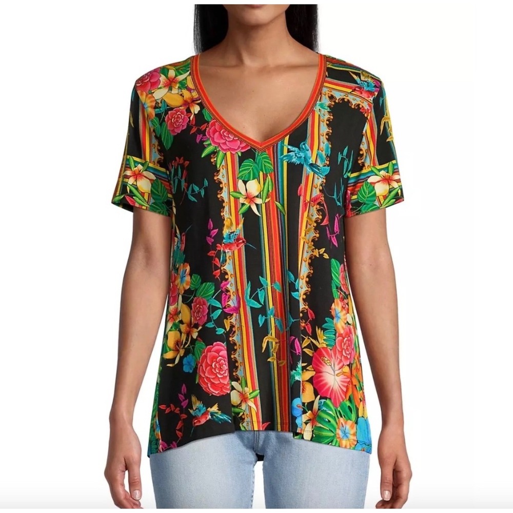 Johnny Was Andra Favorite Floral V-Neck T-Shirt